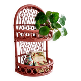 Terracotta rattan and wicker shelf