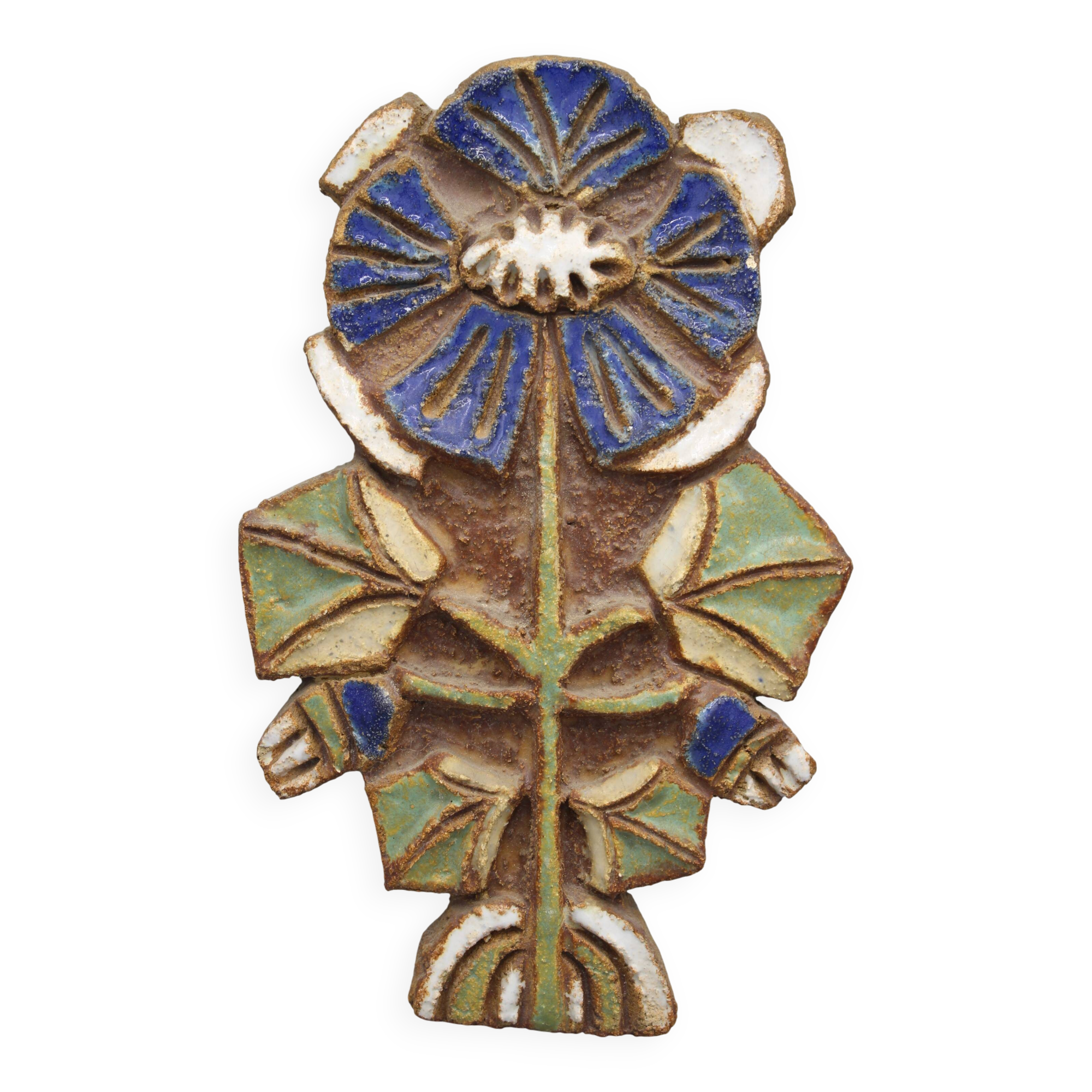 Enameled stoneware wall plaque - the argonauts - vallauris design circa 1950 1960