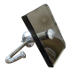 Chrome metal hook and smoked glass 70s