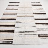 Cream & Brown Striped Vintage Kilim Rug, 204x279Cm