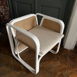 Rattan and cane armchair