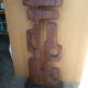 Brutalist Totem Sculpture, solid wood on base