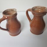 Set of 3 ceramic pitchers / milk jugs Signed Daniel Auger (Puisaye)