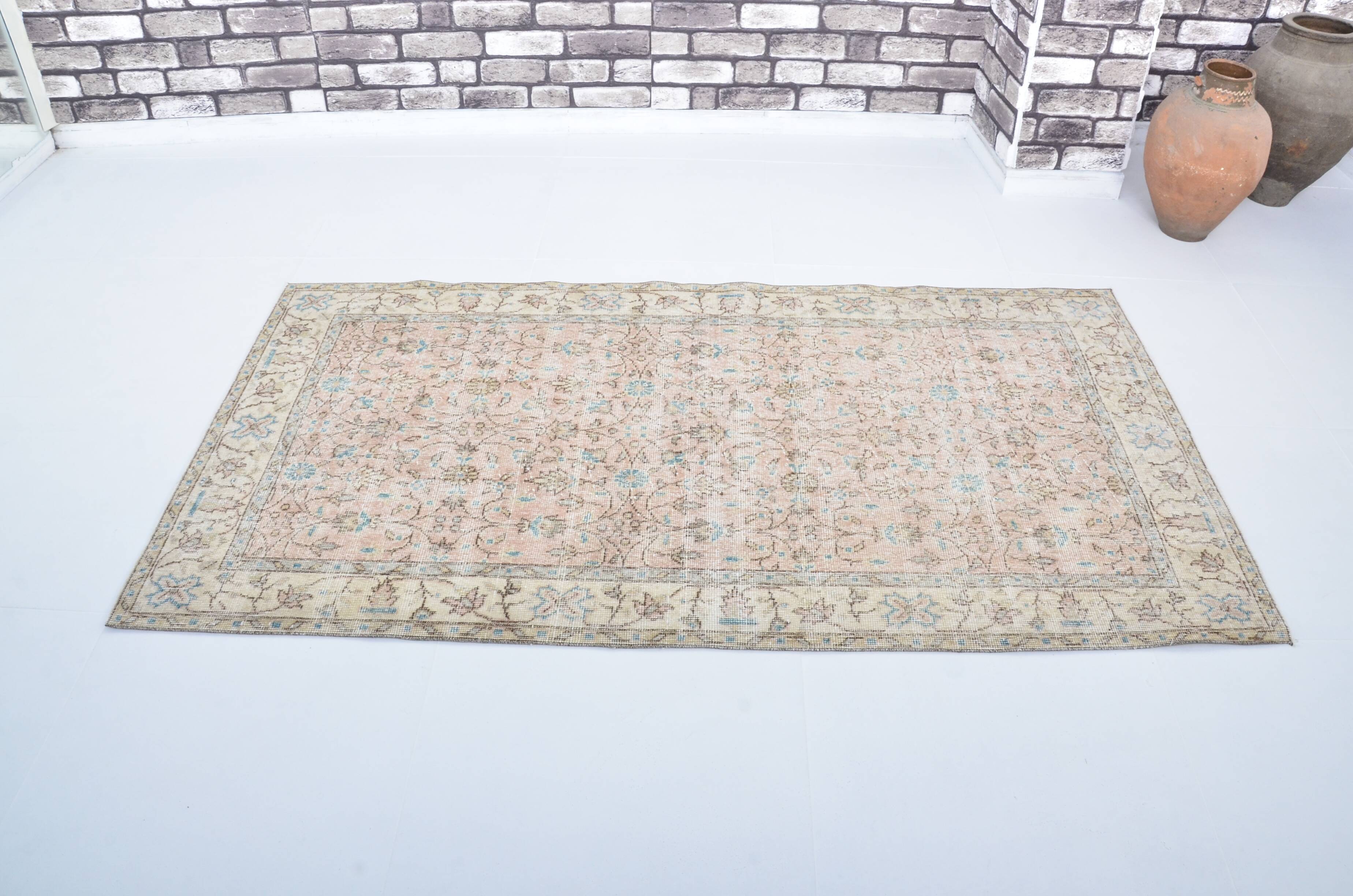 Light Pink & Turqouise Floor Carpet sku 3130
