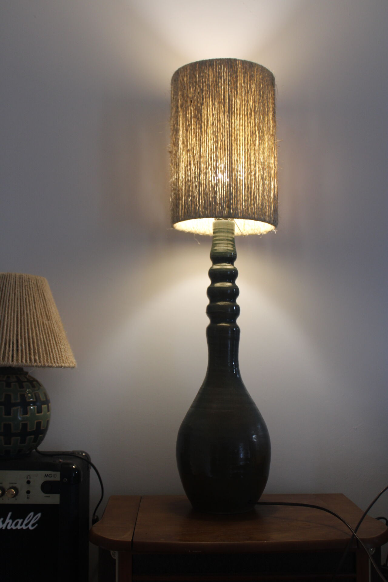 Ceramic lamp and rope shade