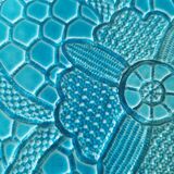 Signed turquoise enameled ceramic pocket tray