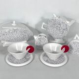Ceramic tea set by Mas in the Memphis Milano style, 1980s, Set of 7
