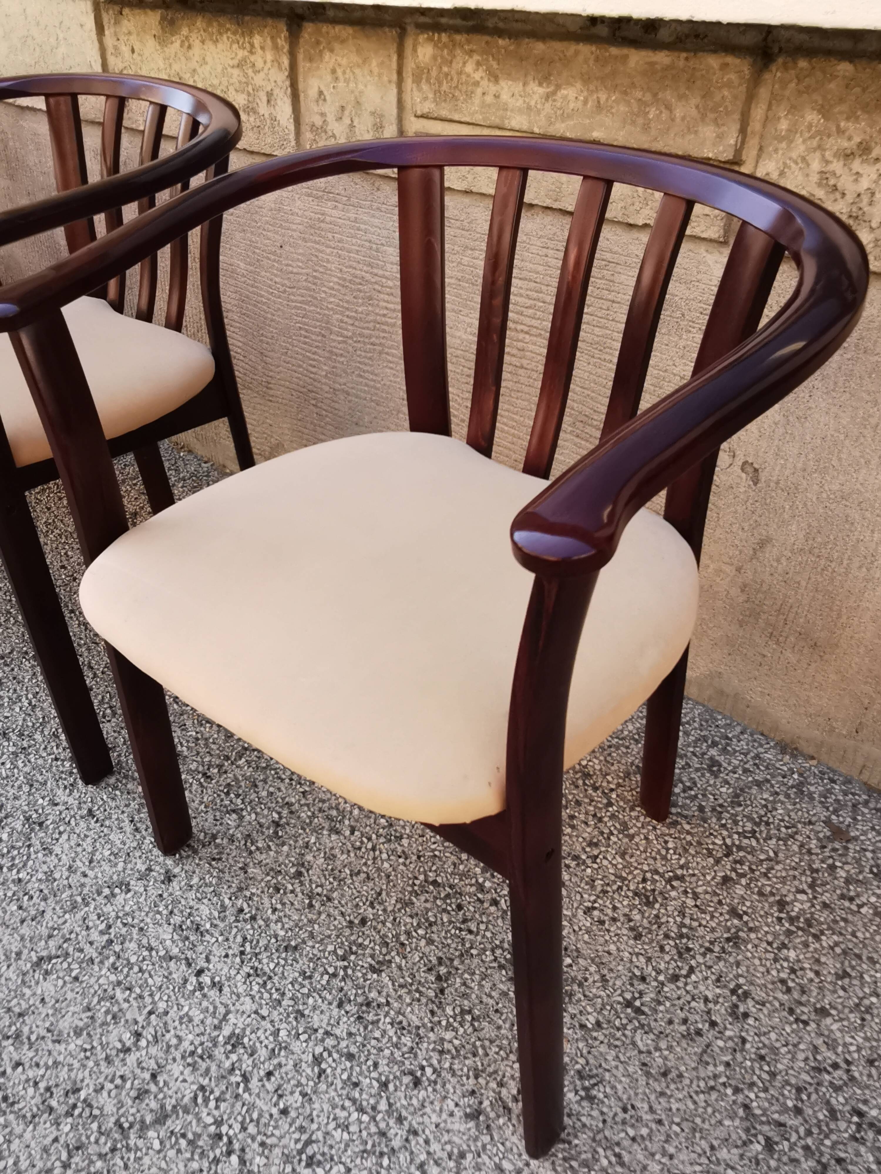 Suite de 4 fauteuils bois vintage années 80