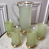 Green granita set consisting of a pitcher and 4 glasses in orangeade 50s