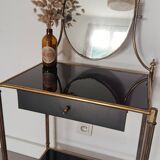 Louis XVI style hairdresser in brass and tempered glass