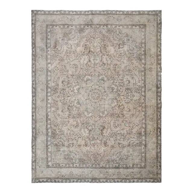 1970s Vintage Persian Handmade Wool Cotton Brown Area Rug 292x388