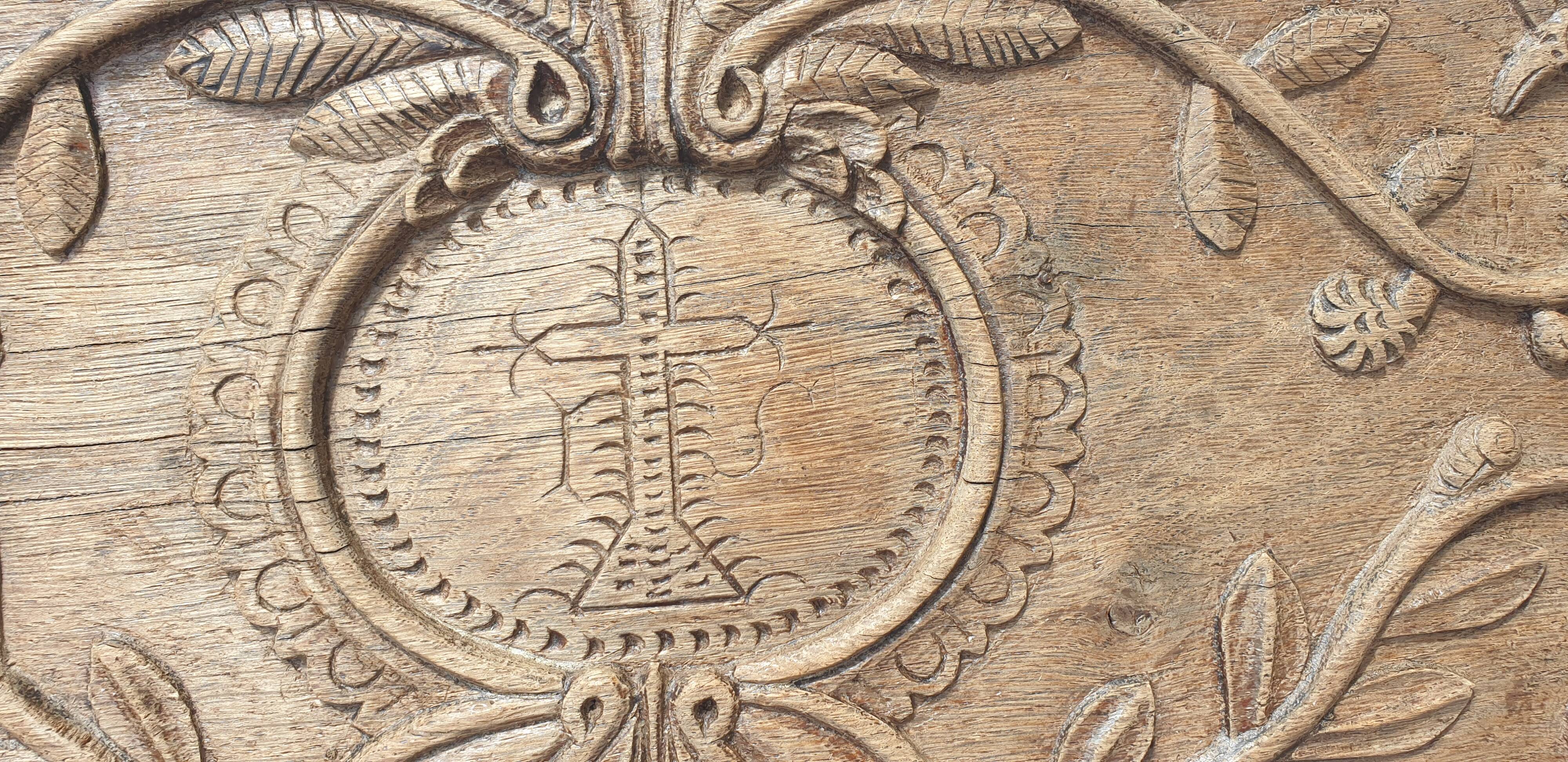 18th century carved wooden plaque bas-relief panel