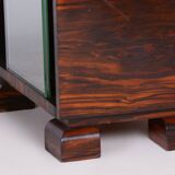 Restored Art Deco Bookcase, by Oldřich Liška, Macassar, Glass, Czech, 1930s