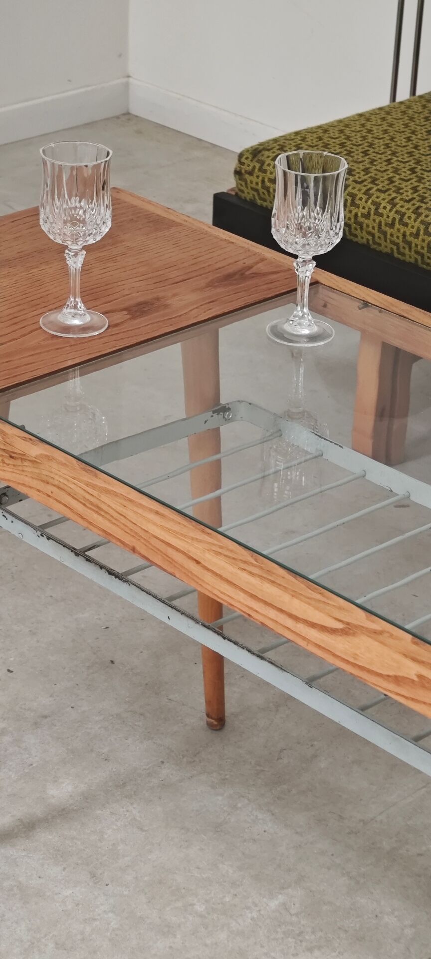 Table basse en bois, métal et verre par Jitona 1960