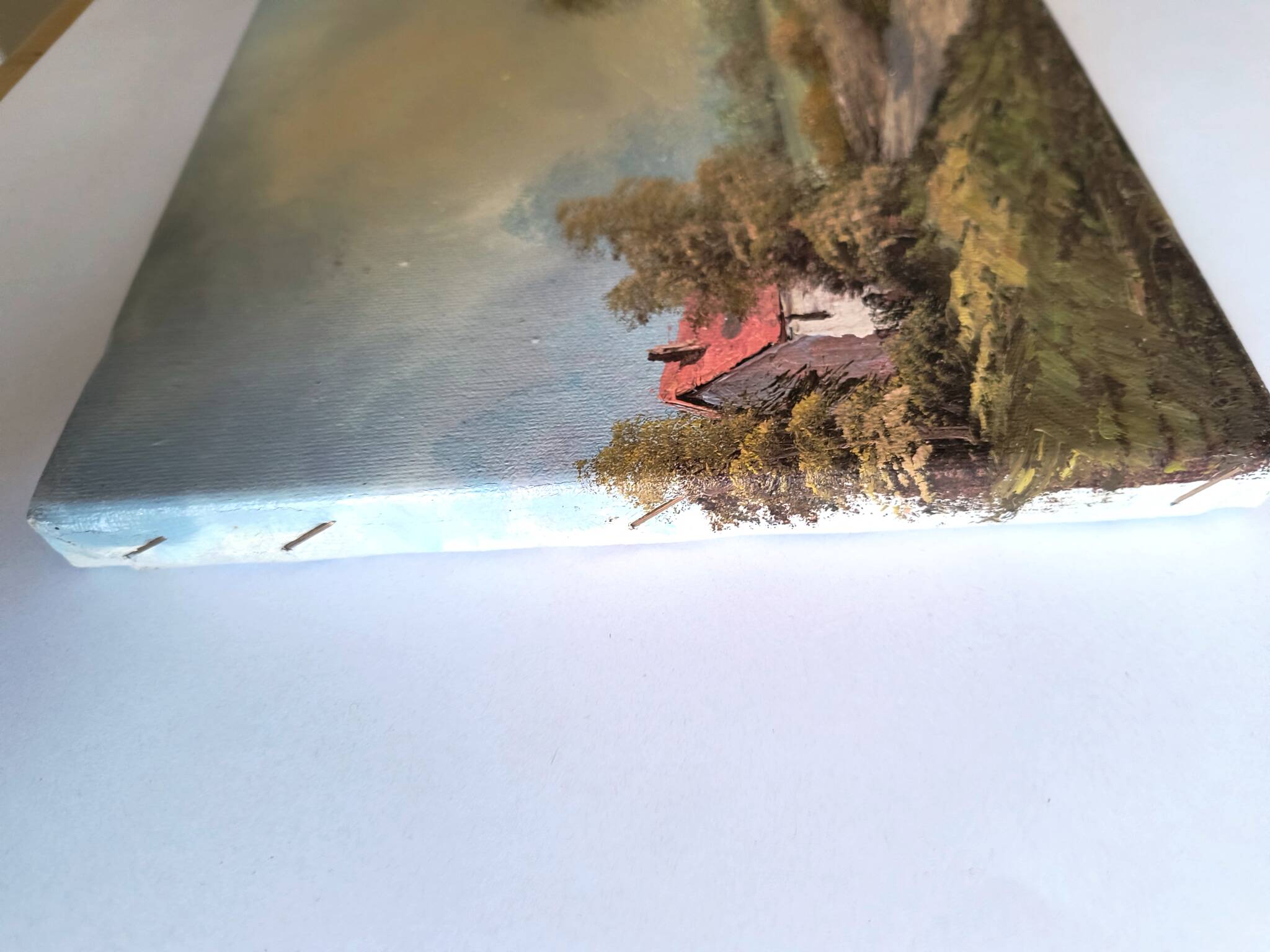 Antique oil painting. Country house - signed G. Monroe