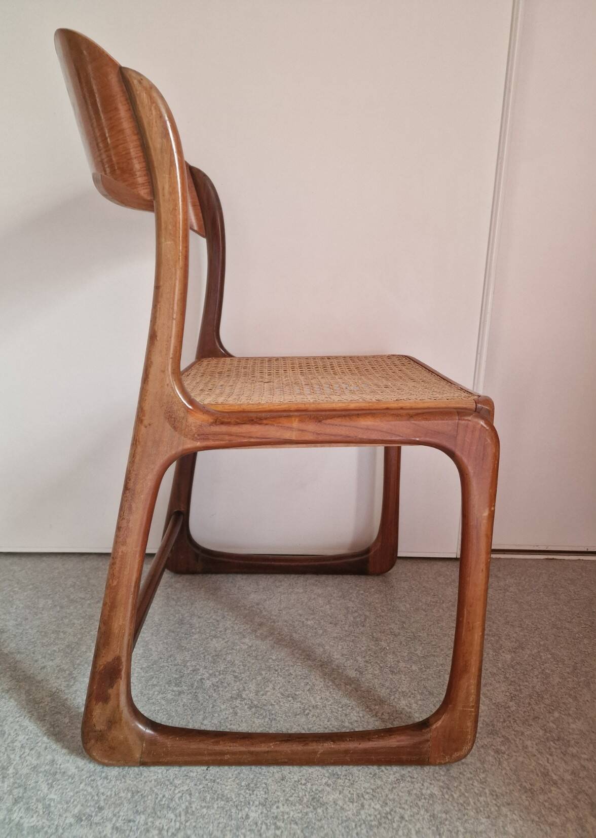 Baumann sled chair with caning