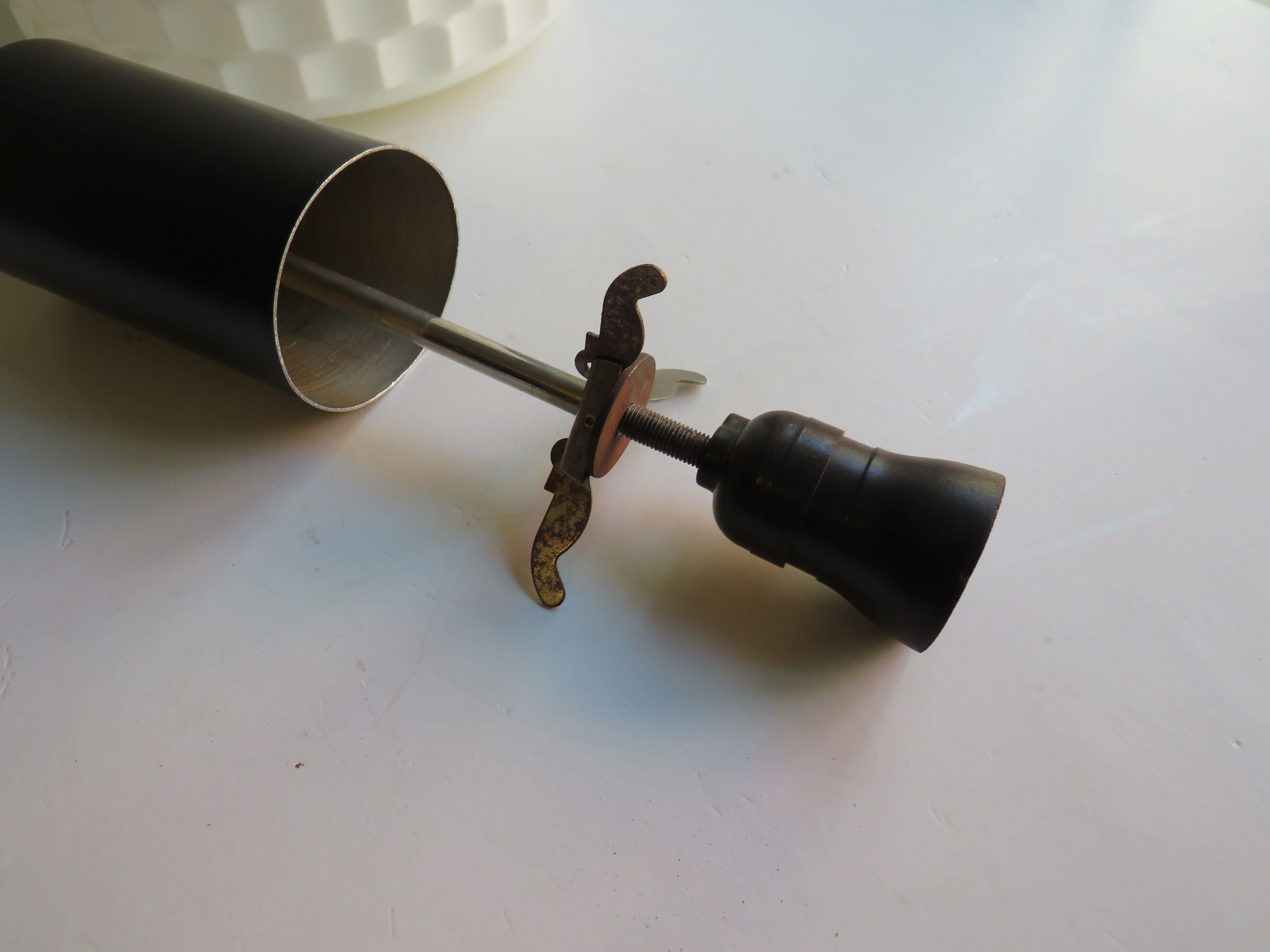 Art-Deco pendant lamp with white frosted glass lampshade from the 1930