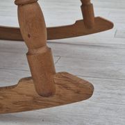 1970s, Danish design, oak wood rocking chair with footstool, furniture wool, original condition.