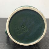 Ancien pichet céramique verte forme tonneau