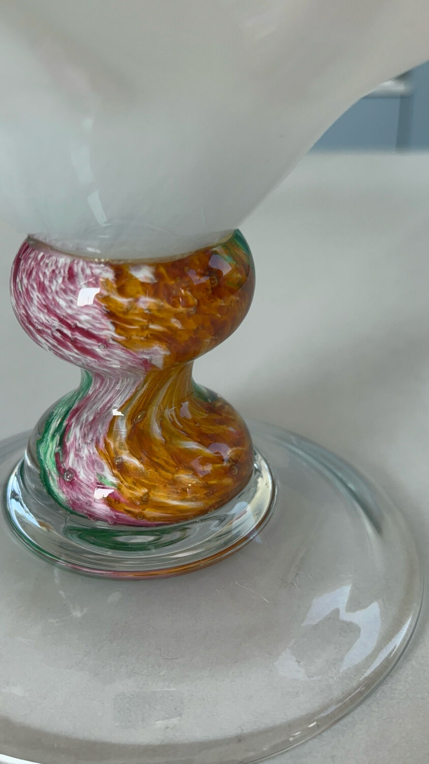 Vintage Murano glass wavy multicoloured centrepiece bowl