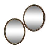 Pair of oval mirrors with stucco and lasca frame 55x44cm