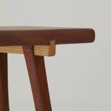 Contemporary handcrafted stool / end table in solid sipo and oak wood