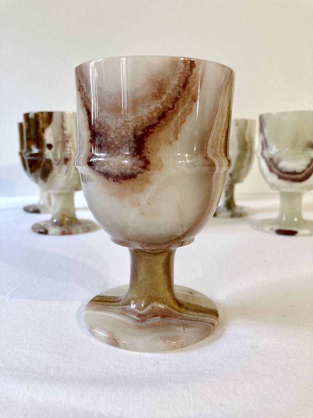 6 footed glasses in alabaster