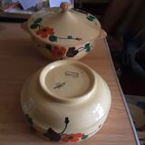Soupiere and salad bowl faience of sarreguemines model ginette