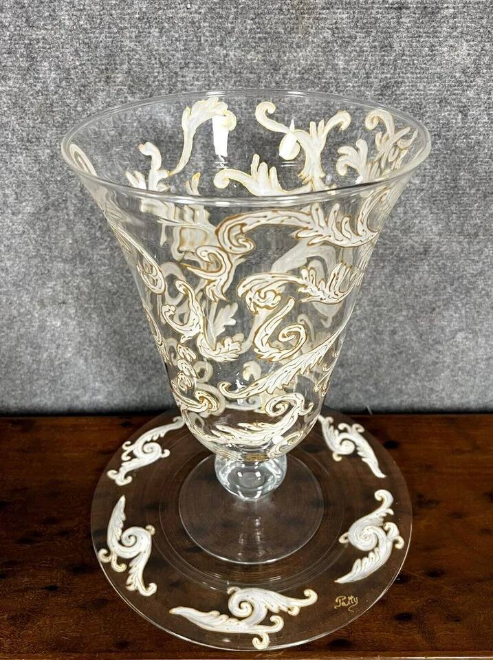 luxurious crystal vase and tray set / Murano - Baccarat