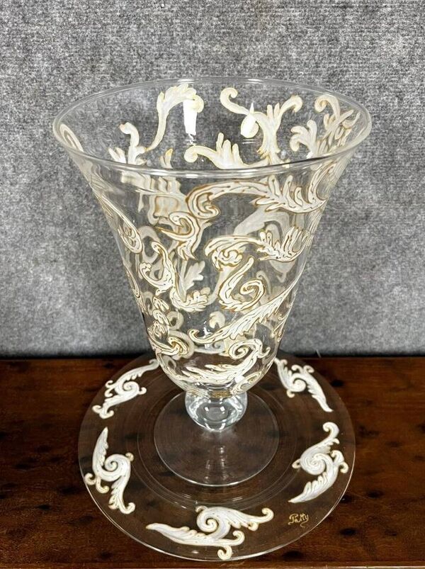 luxueux ensemble vase et plateau en cristal / Murano - Baccarat
