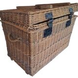 Wicker travel trunk xix metal clasps and cuffs