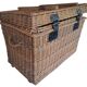 Wicker travel trunk XIX with metal clasps and handles.