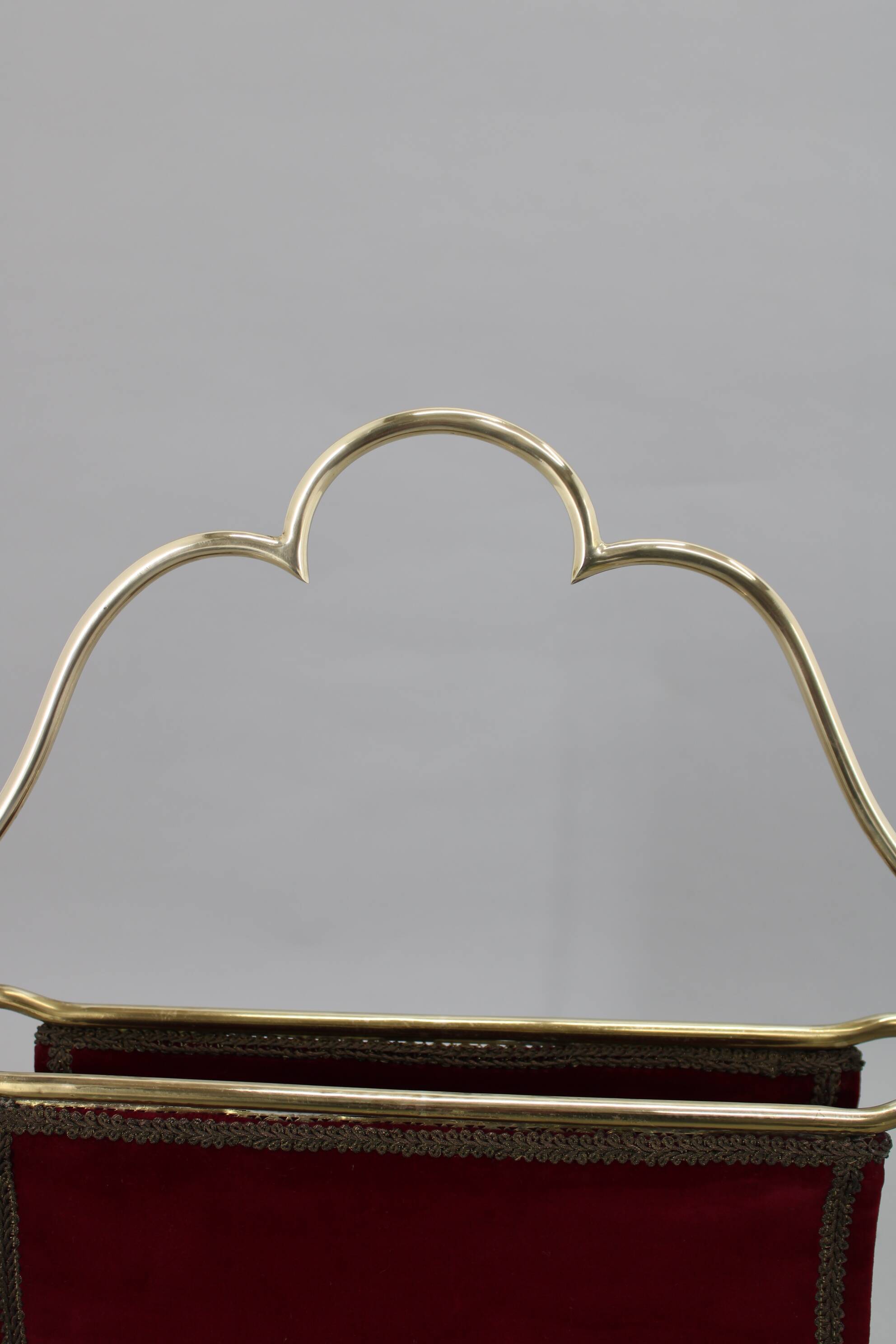 1950s Brass and Fabric Magazine Stand, Italy