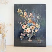 Peinture ancienne - bouquet de fleurs
