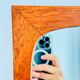 Miroir danois vintage, cadre en teck