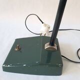 Old Vintage Functional Art Deco Green Enameled Industrial Desk Lamp