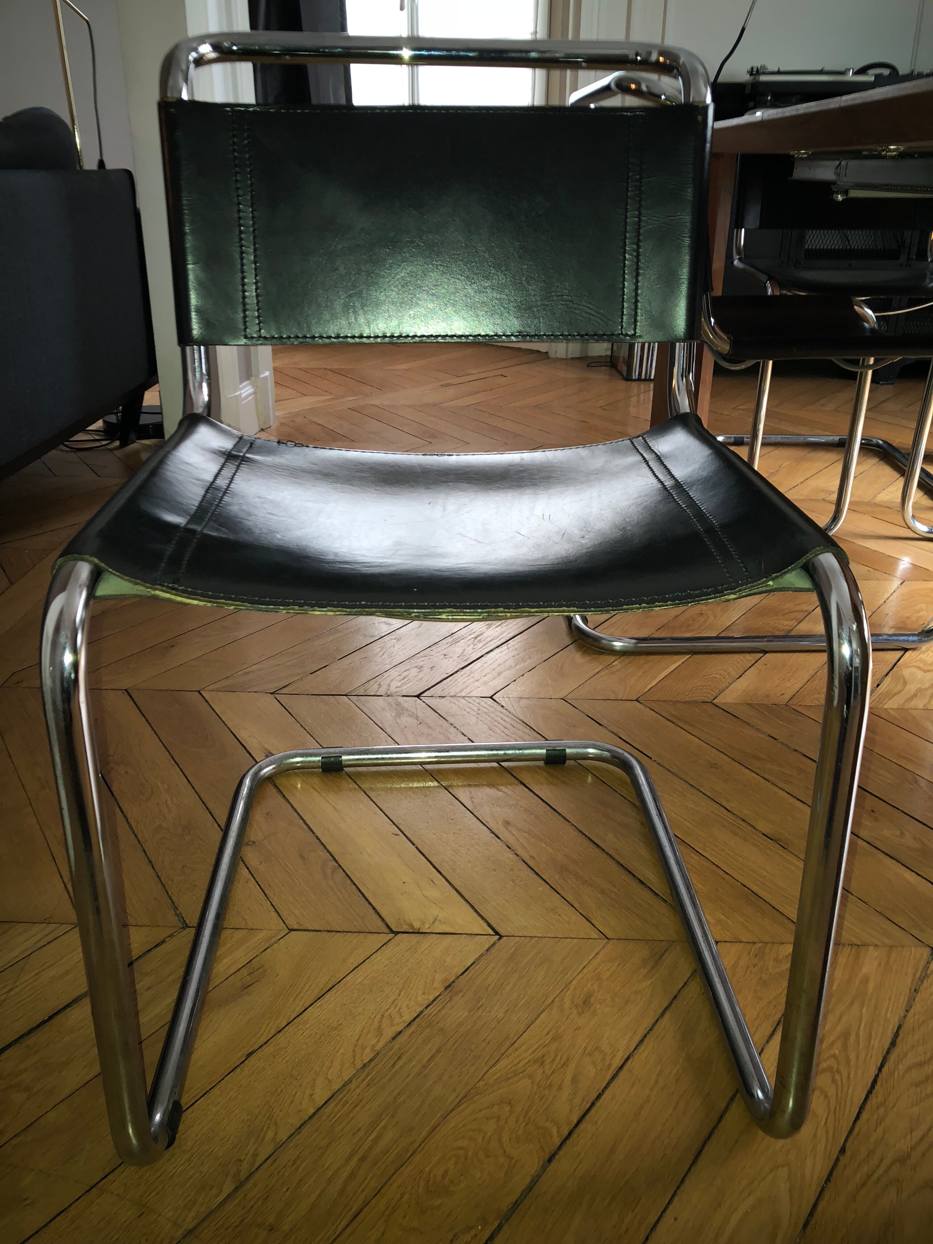 Chaise bauhaus Breuer B33 cuir noir vintage Selency