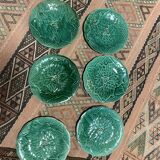 Series of 6 leaves plates in Gien slip