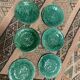 Series of 6 leaves plates in Gien slip