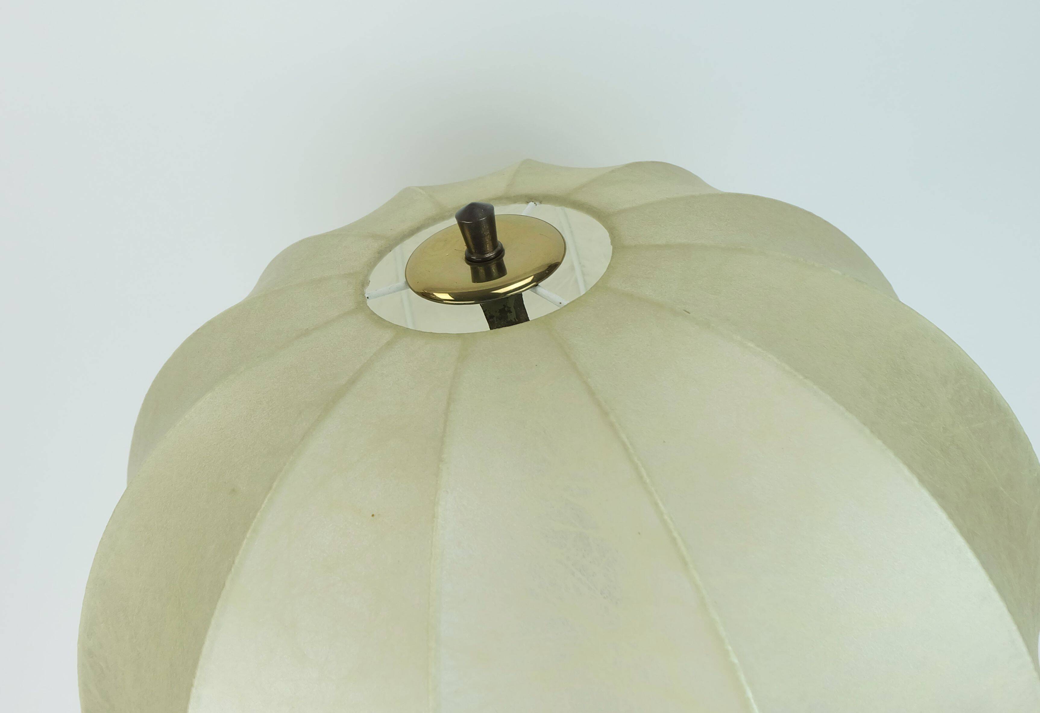 rare large mid century modern cocoon TABLE LAMP cherrywood base 1970s