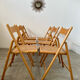 Lot 6 folding wooden chairs and vintage rattan canning year 60