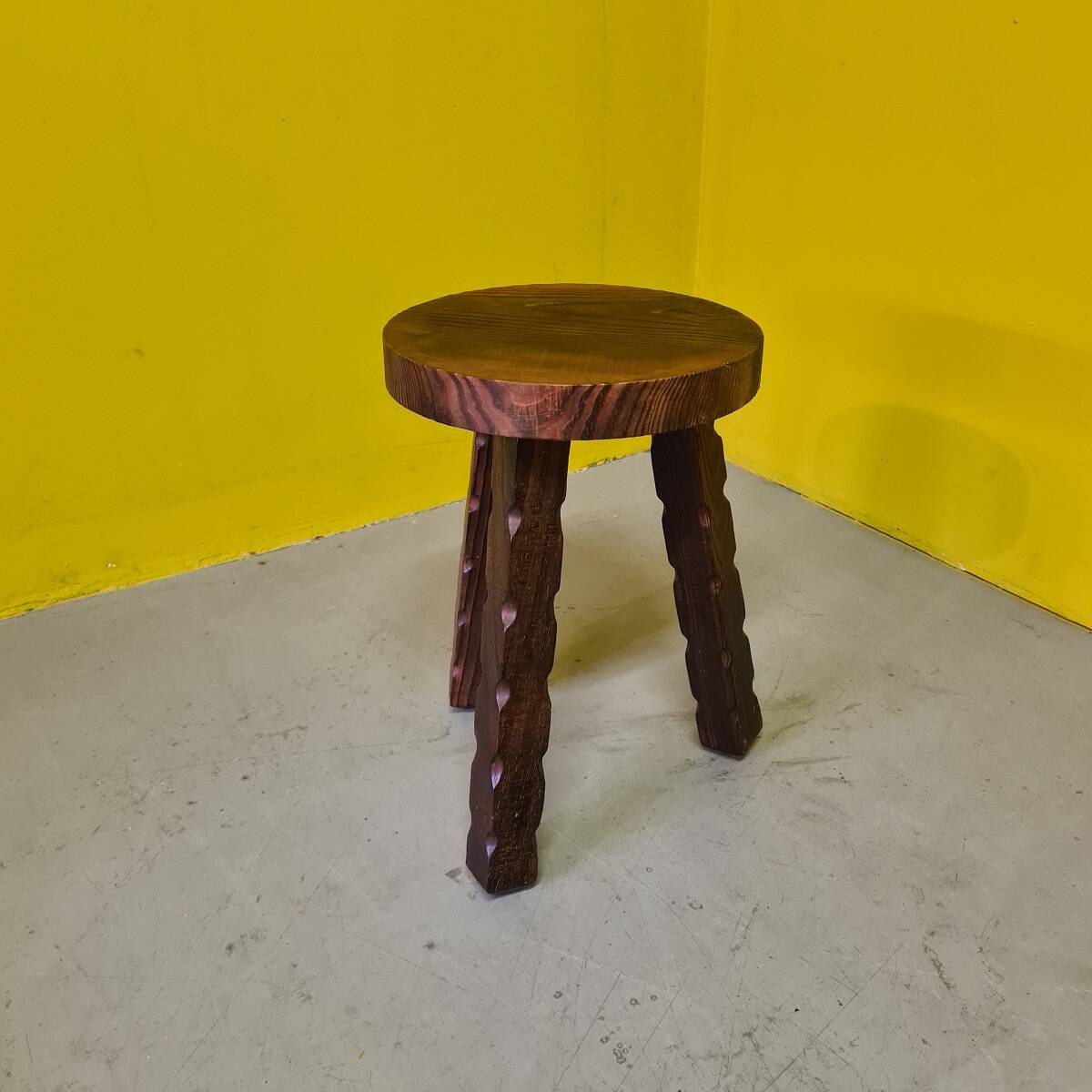 French Wooden Tripod Stool From The 1970s