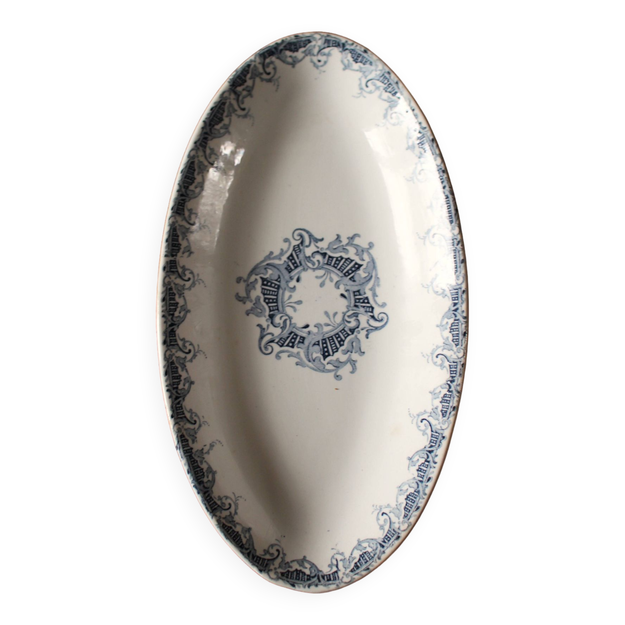 Ravier small oval dish Blue Bordure Lunéville