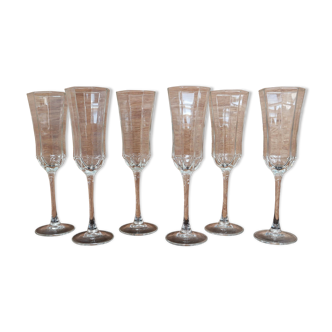 6 Luminarc flutes, transparent 'Octime' model