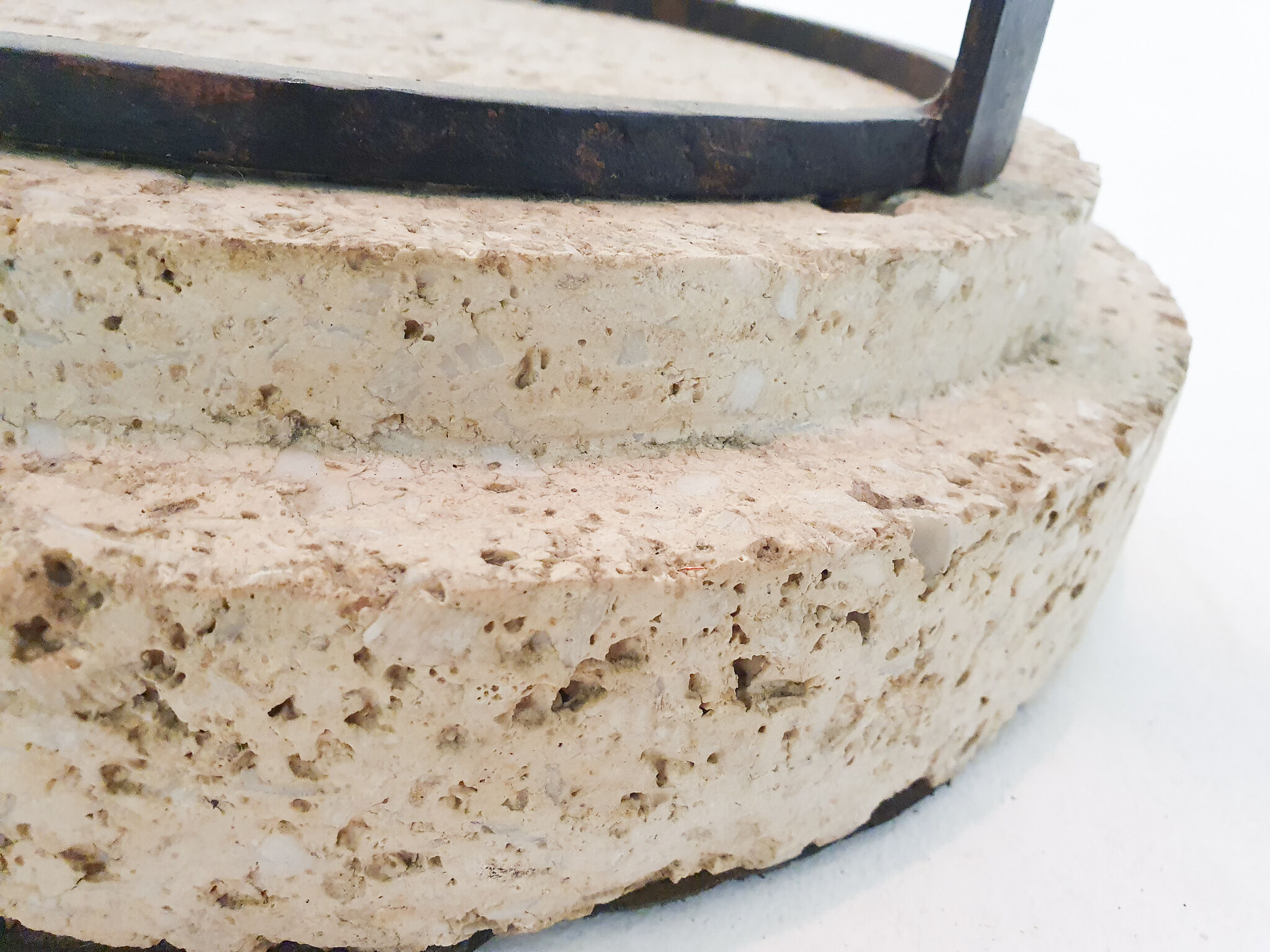 Italian floor light in iron, stone and glass