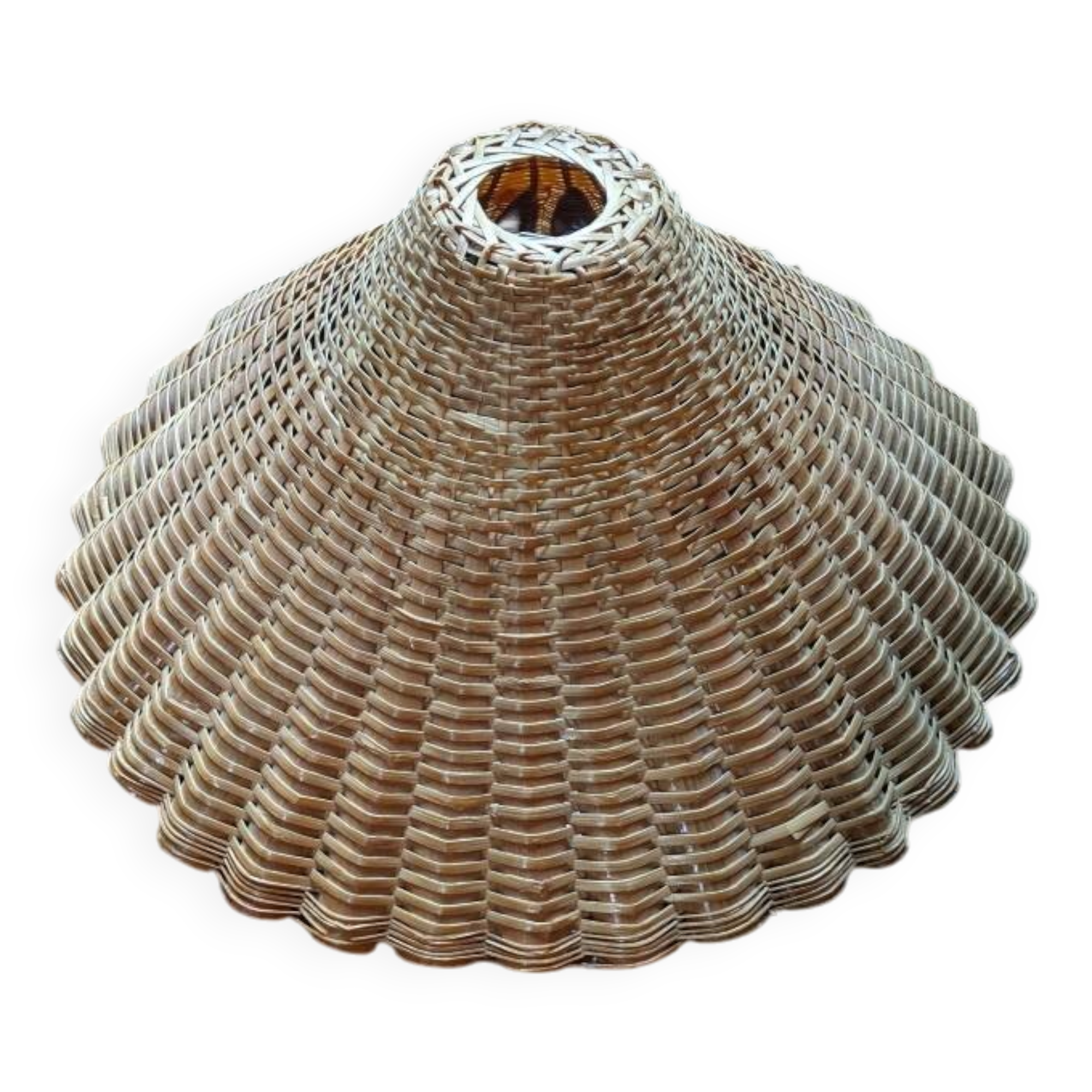 Vintage rattan wicker lampshade pendant light, handmade bohemian