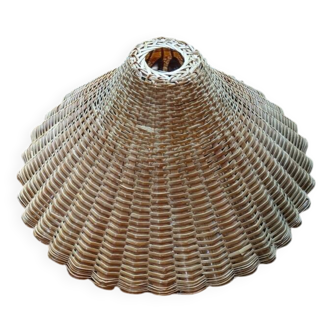 Vintage rattan wicker lampshade pendant light, handmade bohemian