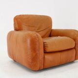 1970s  Cognac Leather Armchair ,Italy
