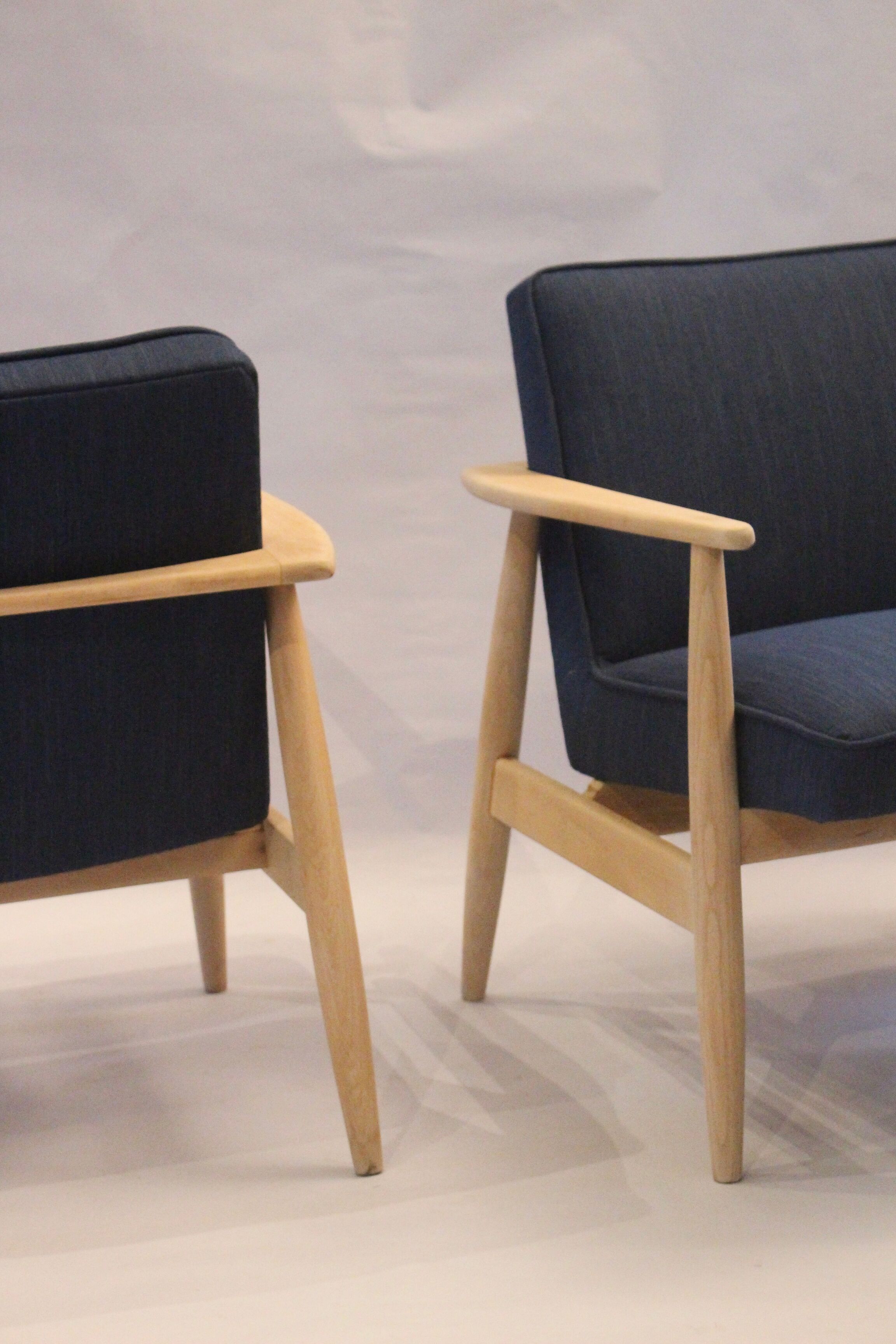 Armchairs created by Mr. Zieliński year 60 blue fabric