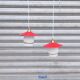 Pair of enamelled sheet metal and glass pendant lights
